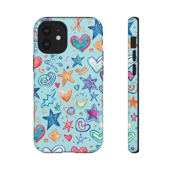 Hearts & Stars Love Doodle | Phone Case, iPhone/Galaxy/Pixel