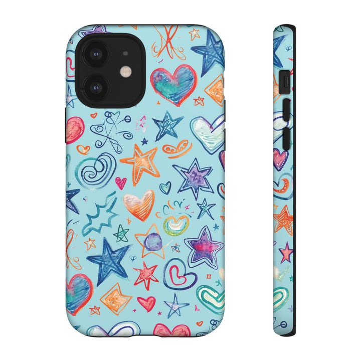 Hearts & Stars Love Doodle | Phone Case, iPhone/Galaxy/Pixel