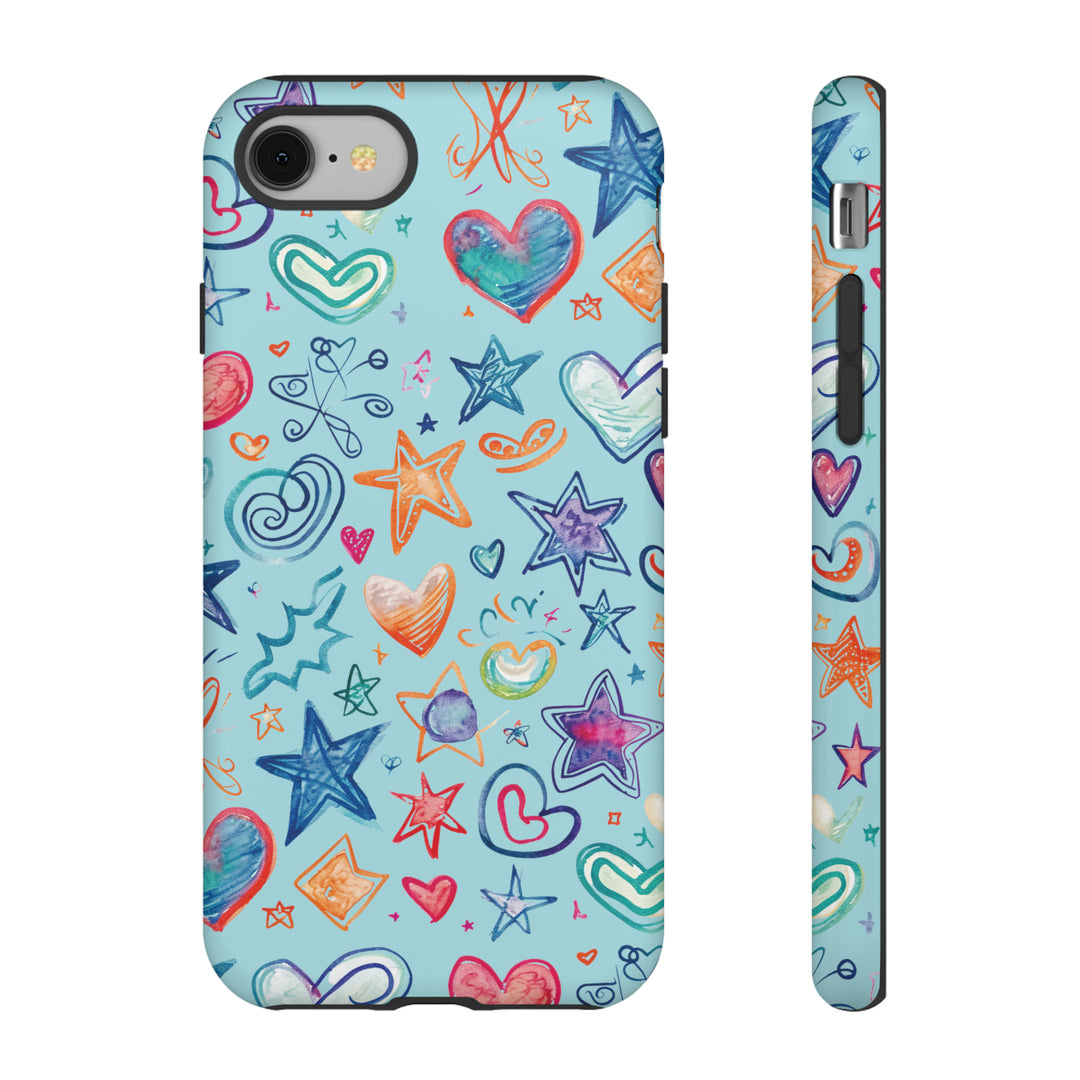 Hearts & Stars Love Doodle | Phone Case, iPhone/Galaxy/Pixel