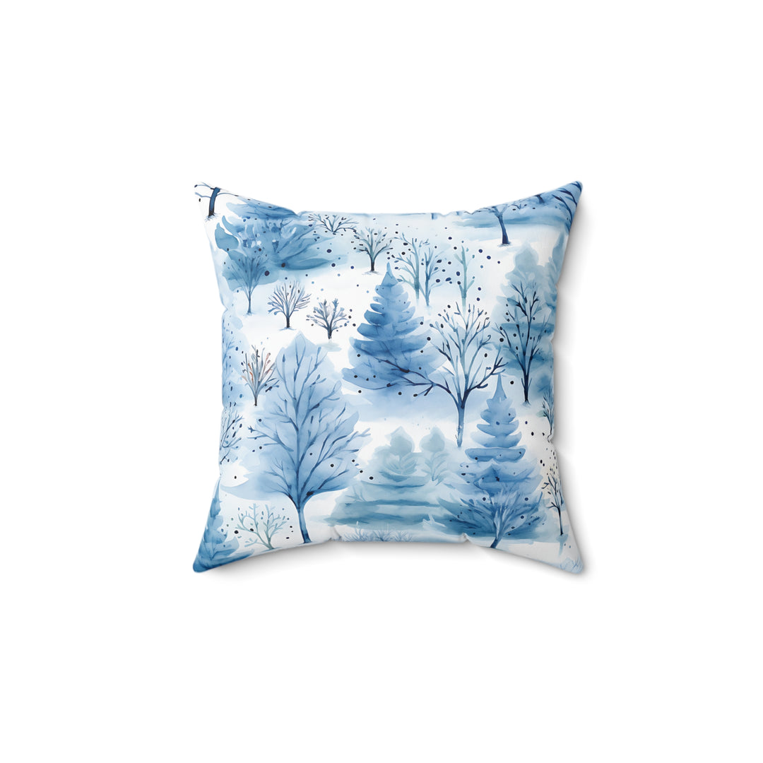 Icy Forest Pattern Winter Decorative Throw Pillow