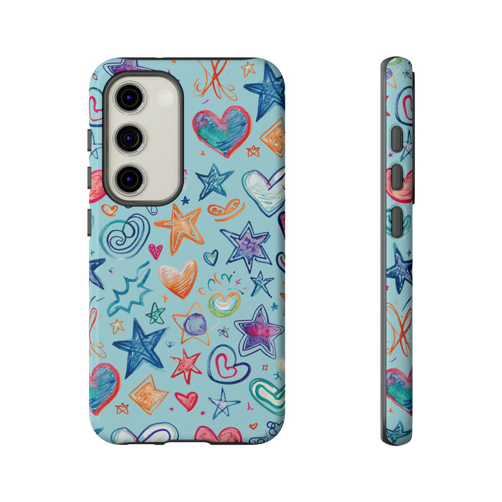 Hearts & Stars Love Doodle | Phone Case, iPhone/Galaxy/Pixel