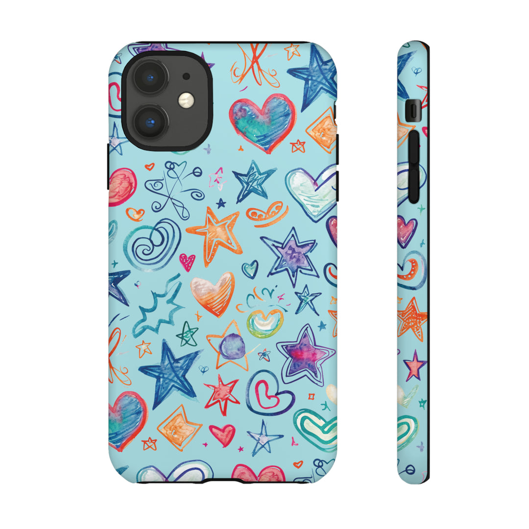 Hearts & Stars Love Doodle | Phone Case, iPhone/Galaxy/Pixel