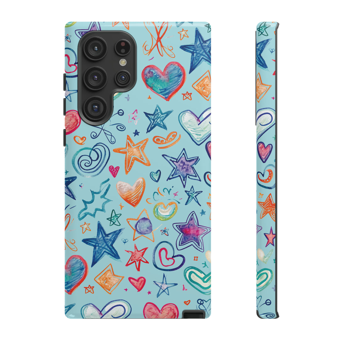 Hearts & Stars Love Doodle | Phone Case, iPhone/Galaxy/Pixel