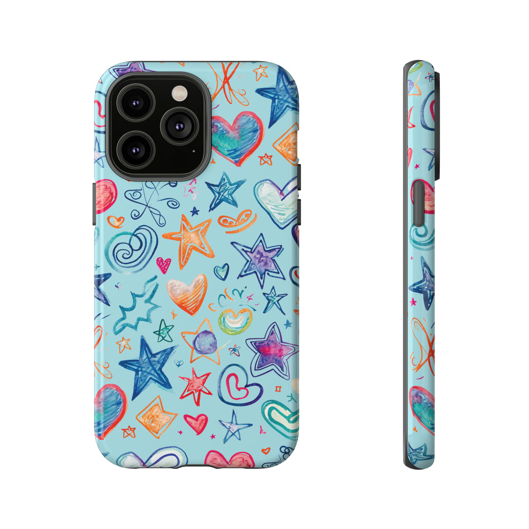 Hearts & Stars Love Doodle | Phone Case, iPhone/Galaxy/Pixel