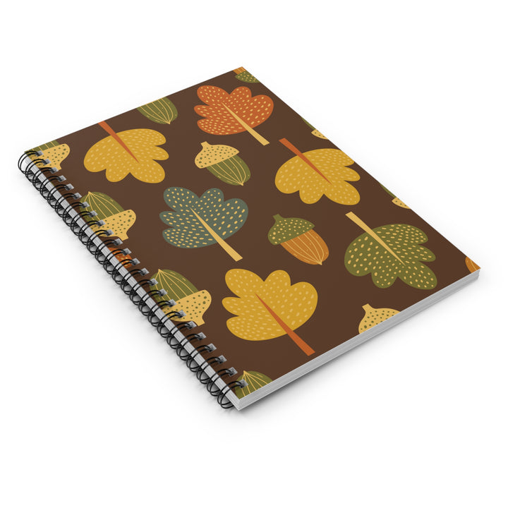 Autumn Whimsy Leaves & Acorns Spiral Notebook