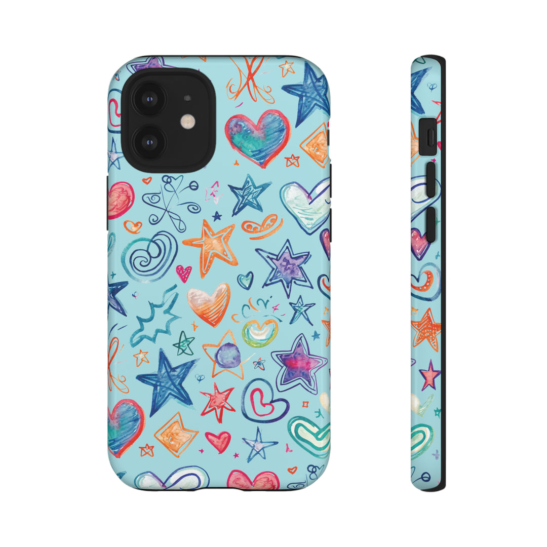 Hearts & Stars Love Doodle | Phone Case, iPhone/Galaxy/Pixel