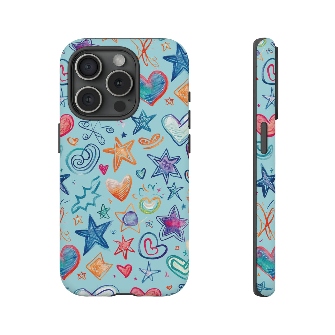 Hearts & Stars Love Doodle | Phone Case, iPhone/Galaxy/Pixel