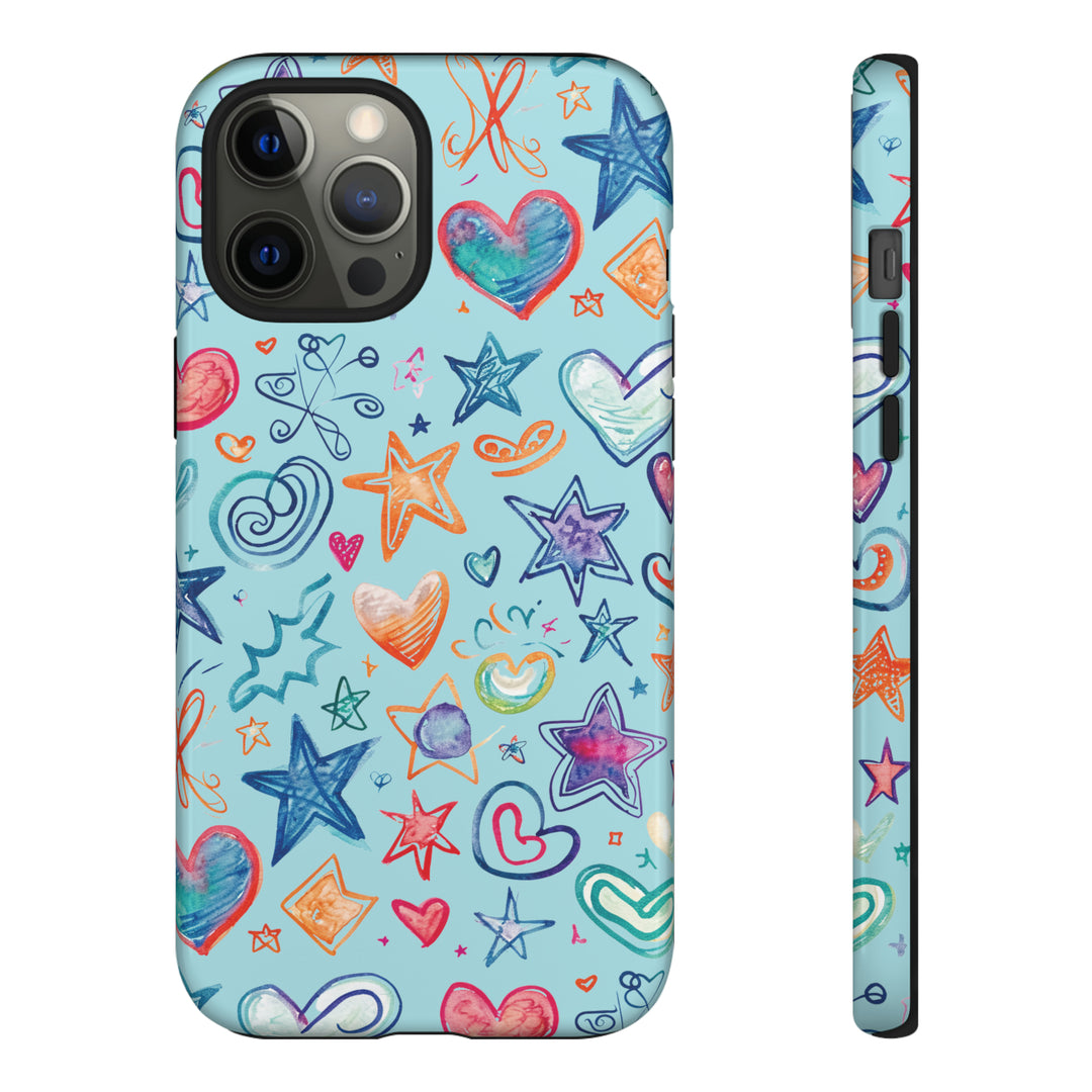 Hearts & Stars Love Doodle | Phone Case, iPhone/Galaxy/Pixel