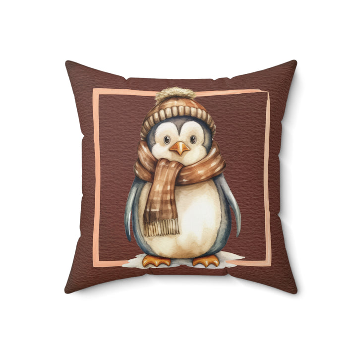 Framed Penguin Winter Decorative Throw Pillow