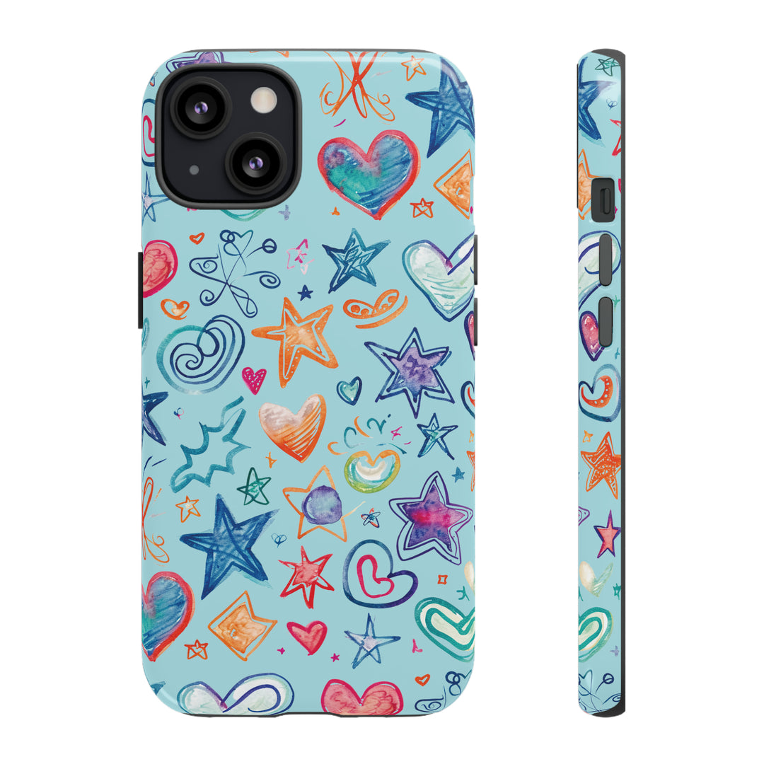 Hearts & Stars Love Doodle | Phone Case, iPhone/Galaxy/Pixel