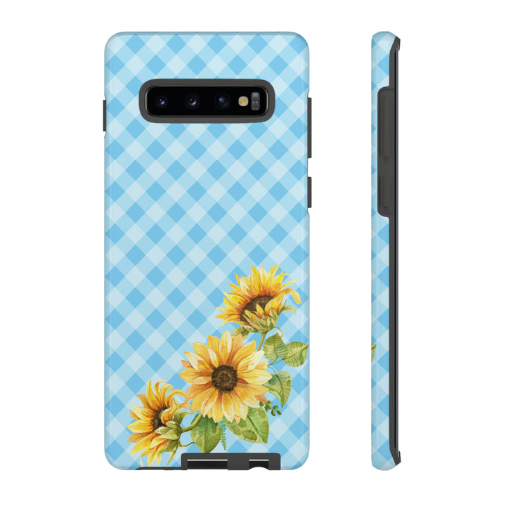 Blue Gingham Sunflower Phone Case