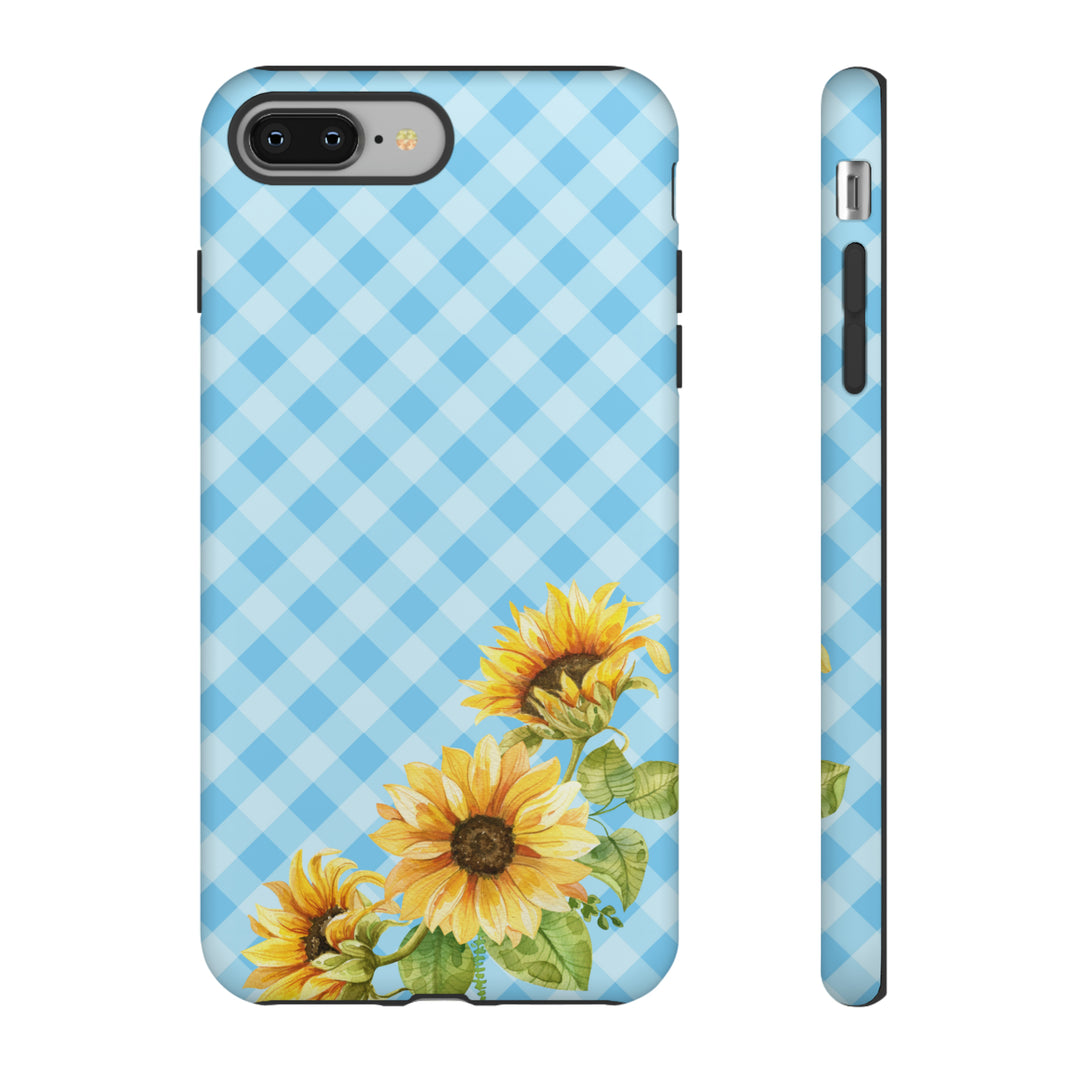 Blue Gingham Sunflower Phone Case