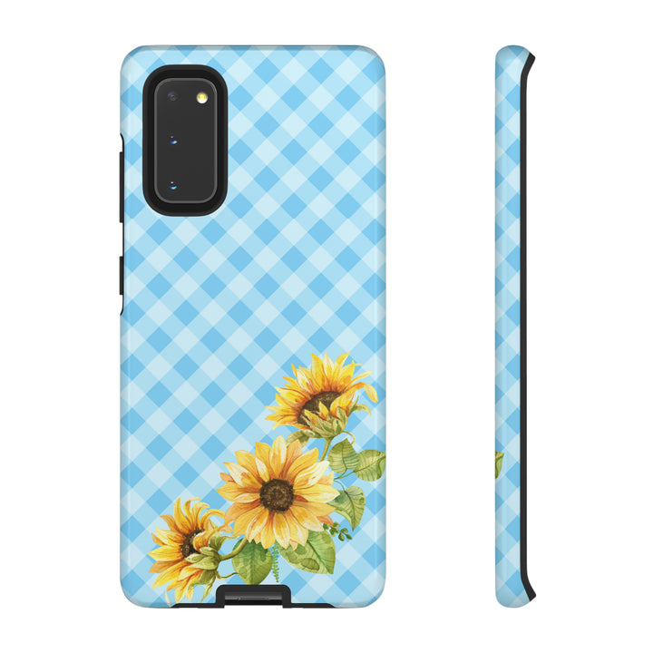 Blue Gingham Sunflower Phone Case