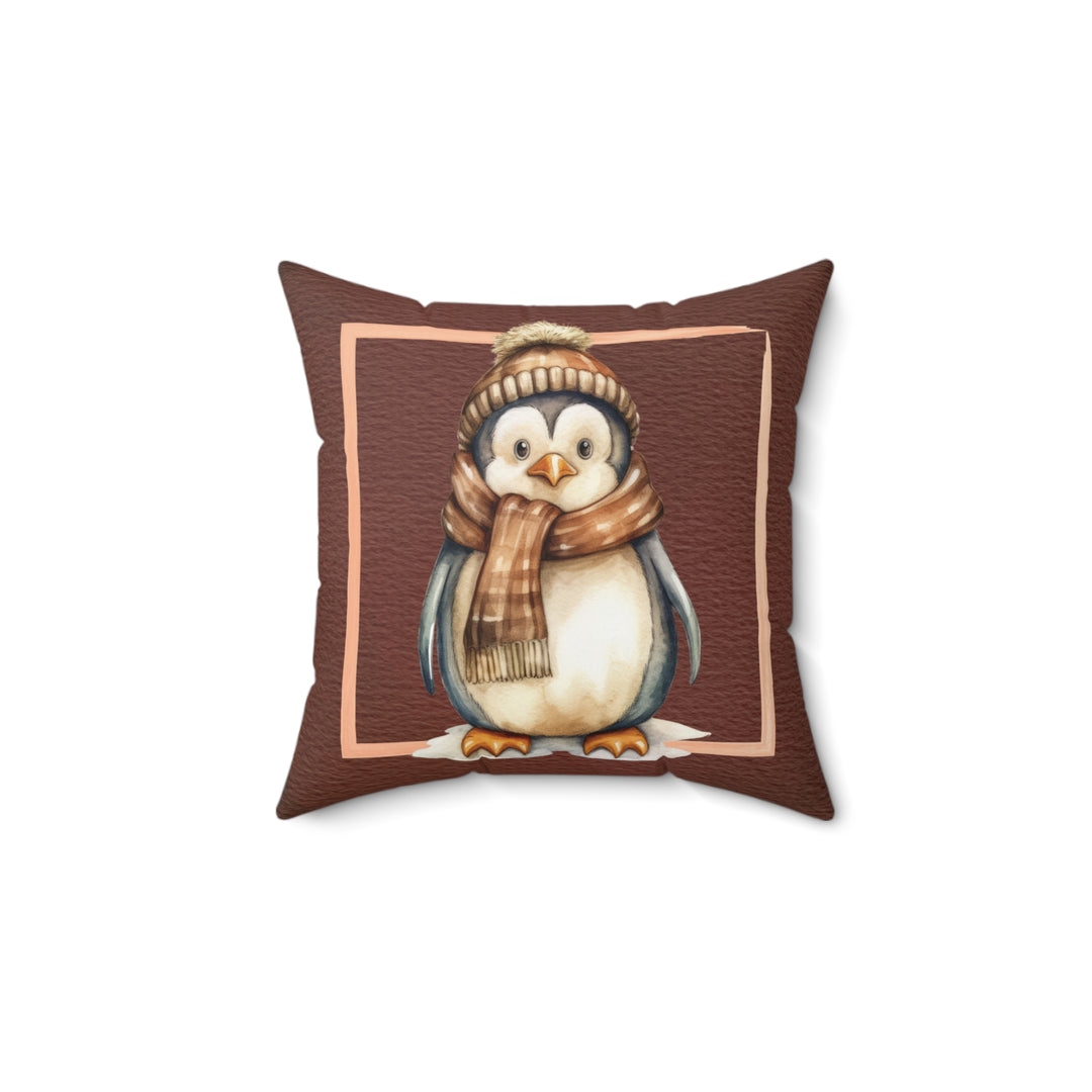 Framed Penguin Winter Decorative Throw Pillow