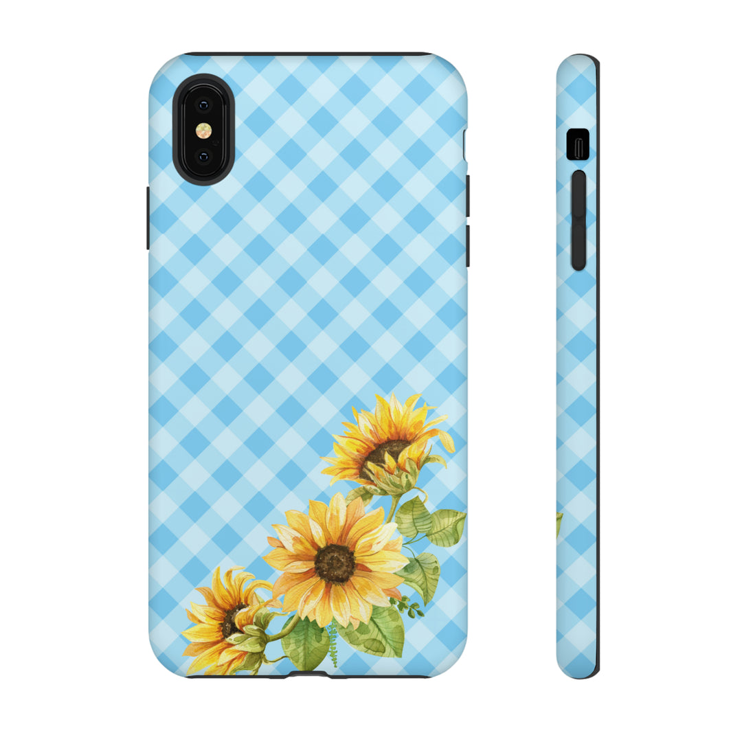 Blue Gingham Sunflower Phone Case