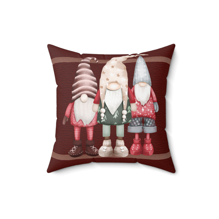 3 Red Gnomes Winter Decorative Throw Pillow