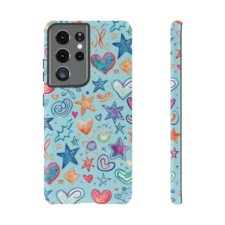 Hearts & Stars Love Doodle | Phone Case, iPhone/Galaxy/Pixel