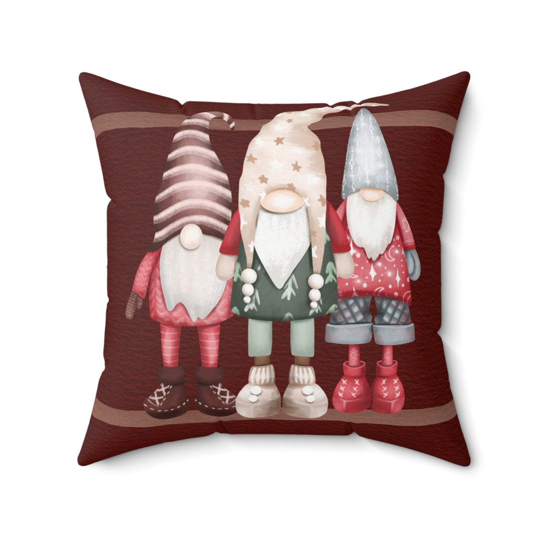 3 Red Gnomes Winter Decorative Throw Pillow