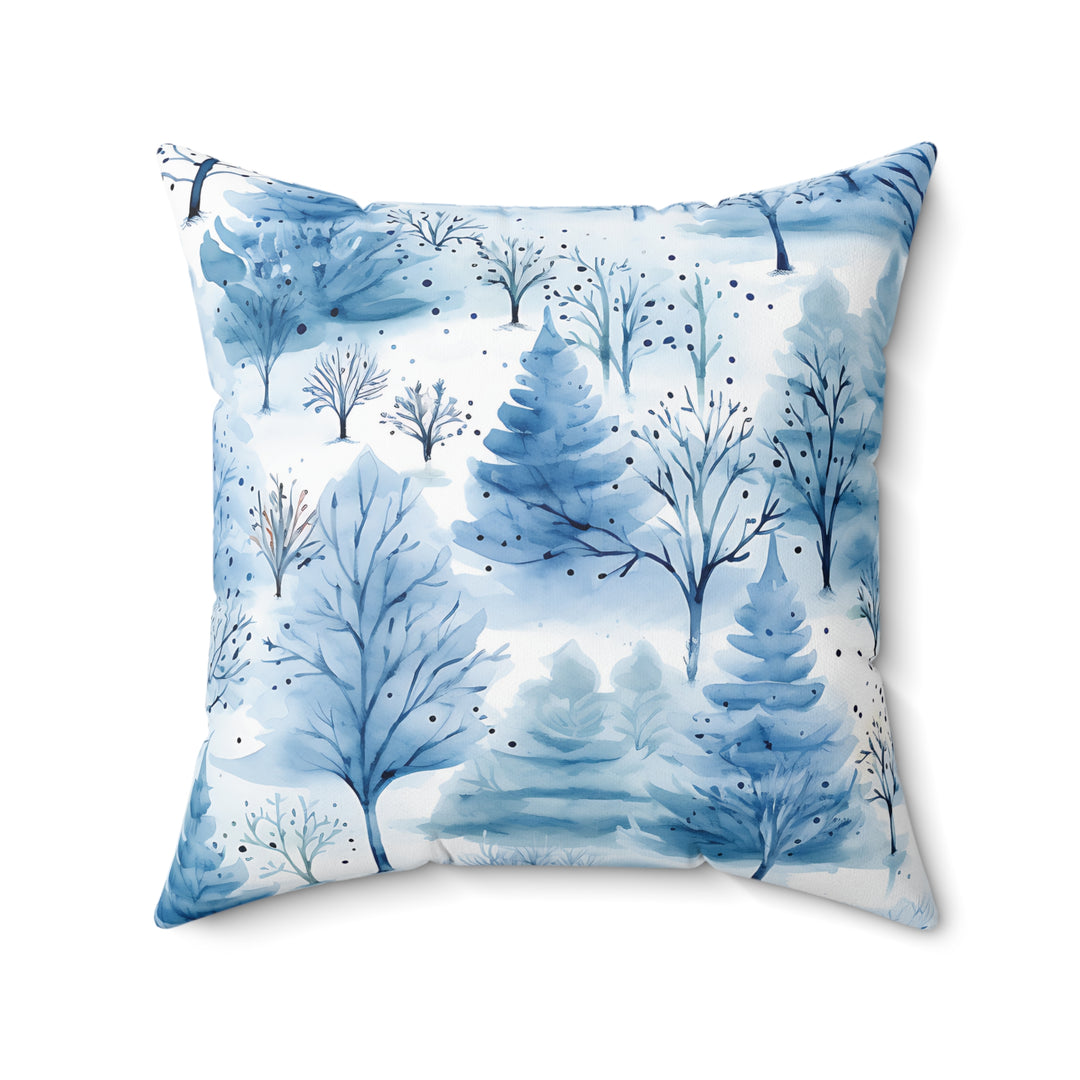 Icy Forest Pattern Winter Decorative Throw Pillow