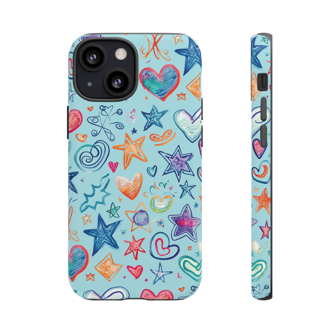 Hearts & Stars Love Doodle | Phone Case, iPhone/Galaxy/Pixel