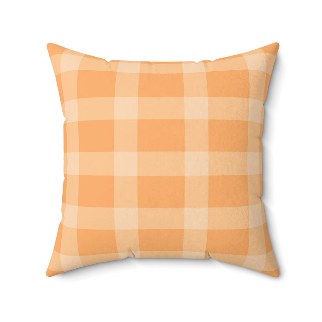 Autumn Gnome Decorative Throw Pillow in Orange Plaid