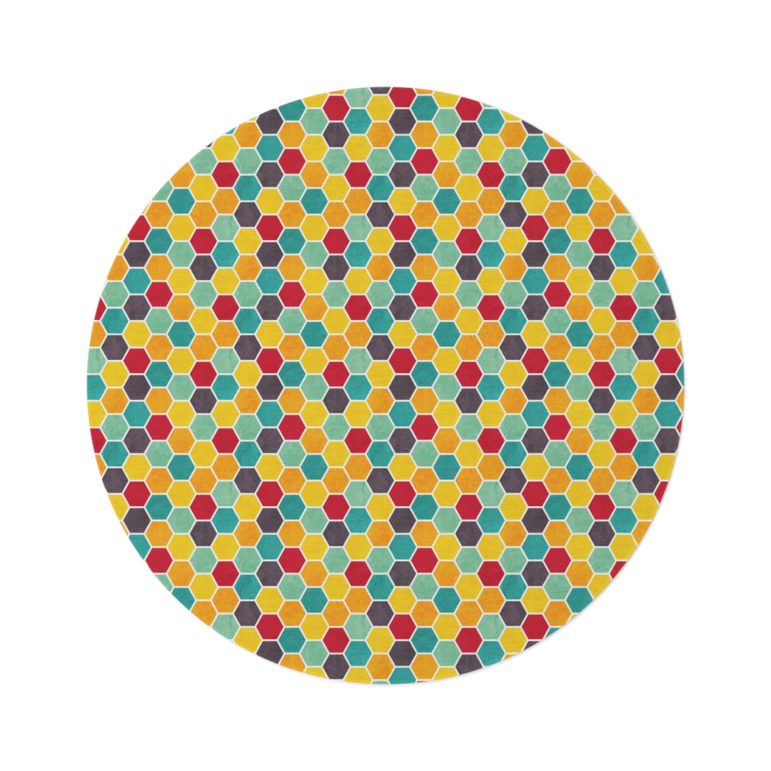 Colorful Honeycomb 5' Round Area Rug