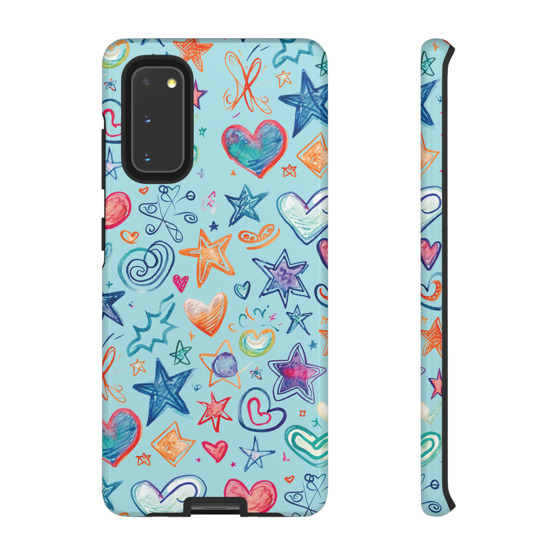 Hearts & Stars Love Doodle | Phone Case, iPhone/Galaxy/Pixel