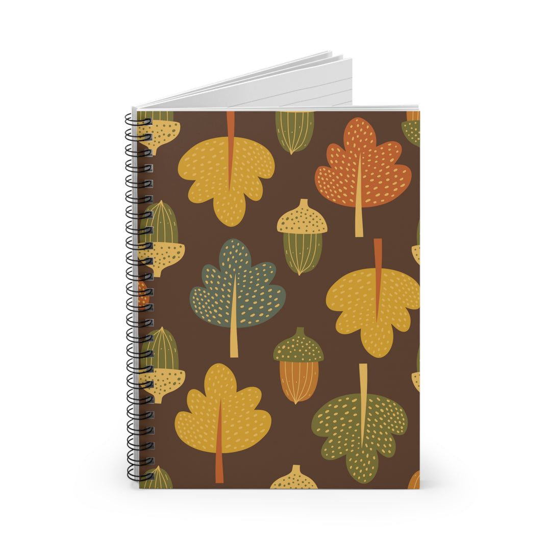 Autumn Whimsy Leaves & Acorns Spiral Notebook