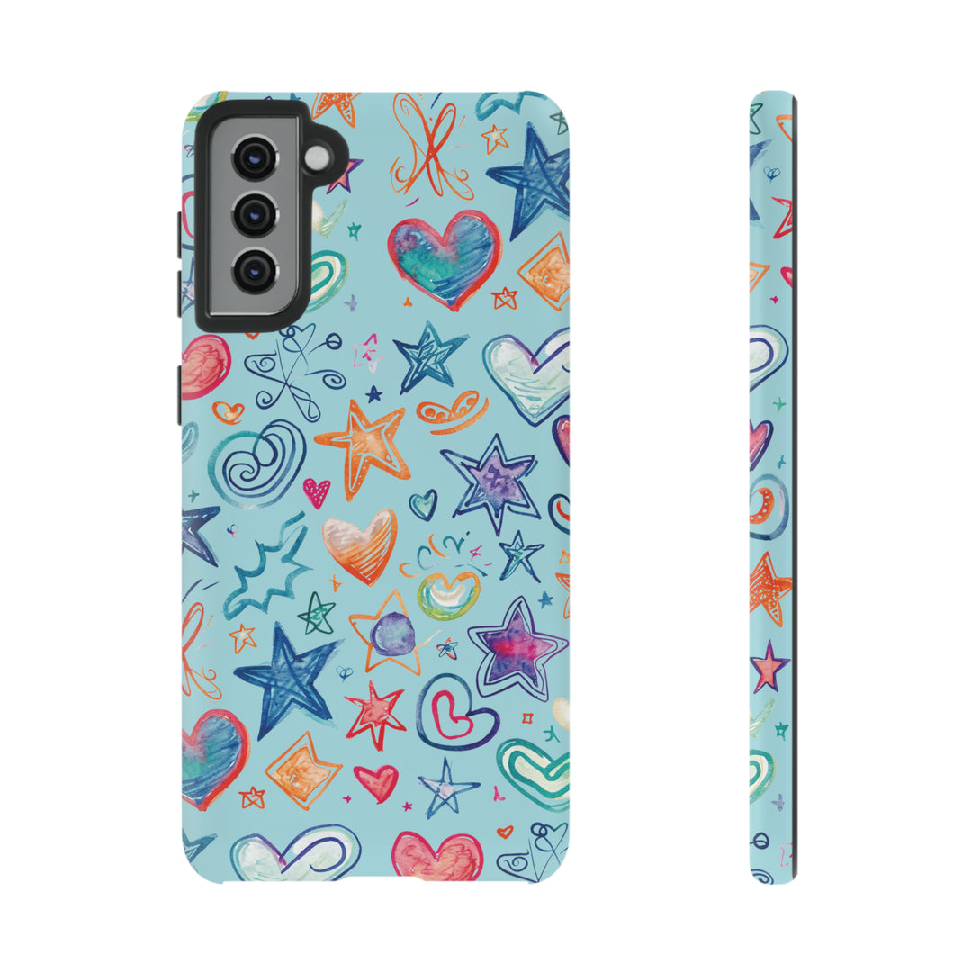 Hearts & Stars Love Doodle | Phone Case, iPhone/Galaxy/Pixel