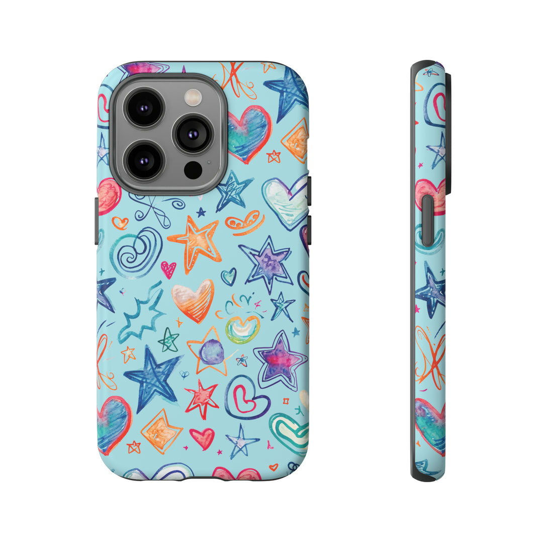 Hearts & Stars Love Doodle | Phone Case, iPhone/Galaxy/Pixel