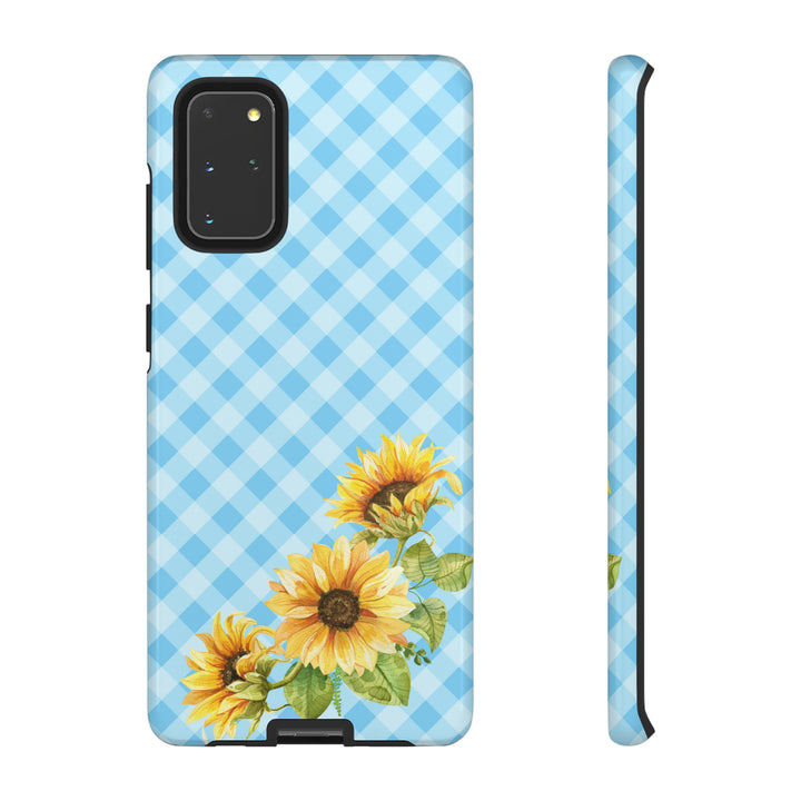 Blue Gingham Sunflower Phone Case