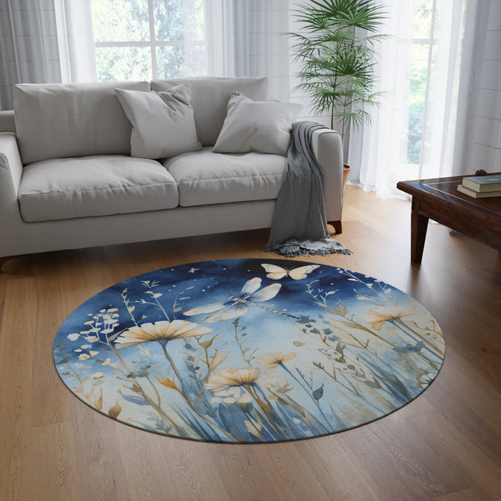 Romantic Wildflower Garden Round Area Rug