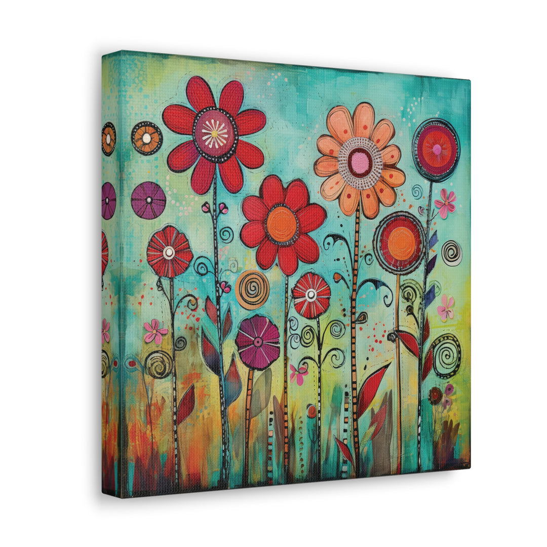 Whimsical Flower Garden Canvas Wall Art