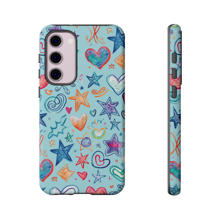 Hearts & Stars Love Doodle | Phone Case, iPhone/Galaxy/Pixel