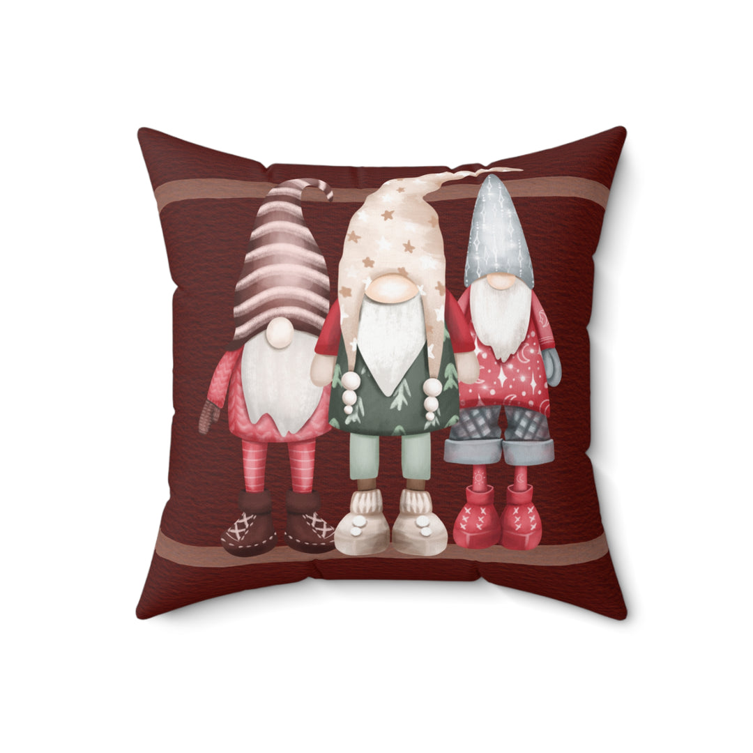 3 Red Gnomes Winter Decorative Throw Pillow