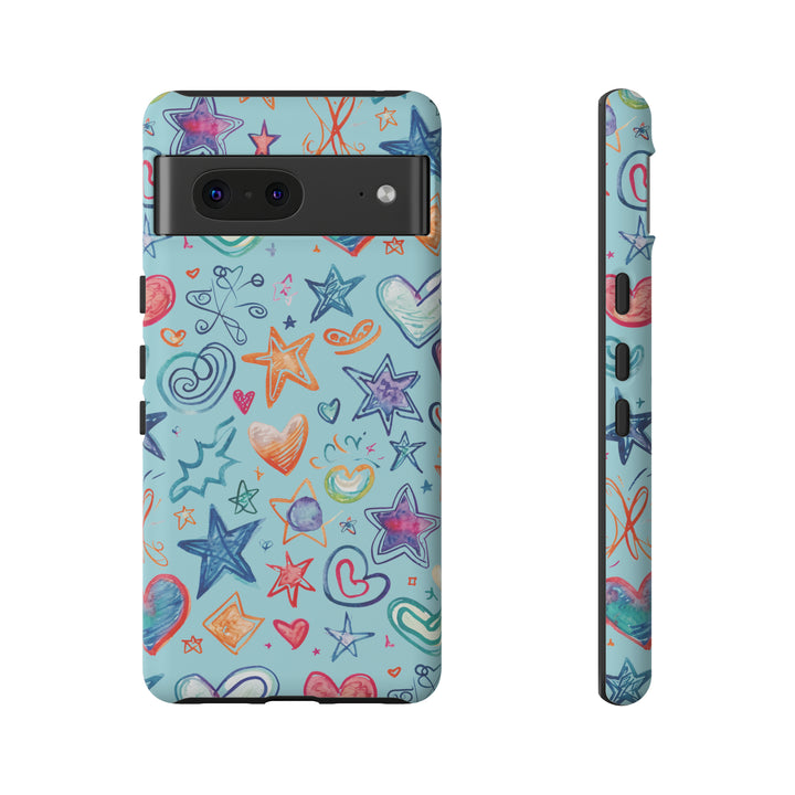 Hearts & Stars Love Doodle | Phone Case, iPhone/Galaxy/Pixel