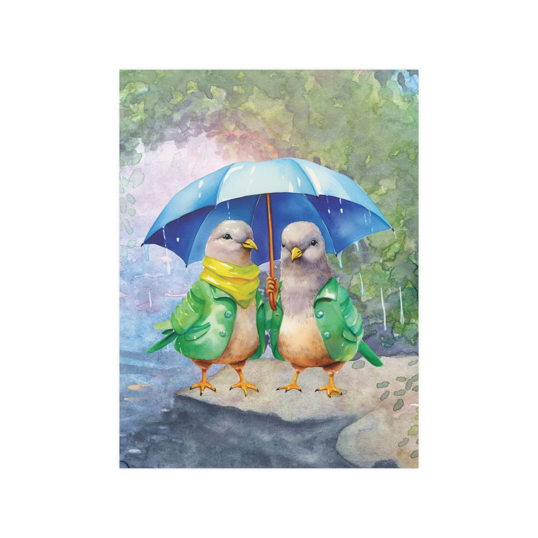 Two Doves Under An Umbrella Silly Poster Art