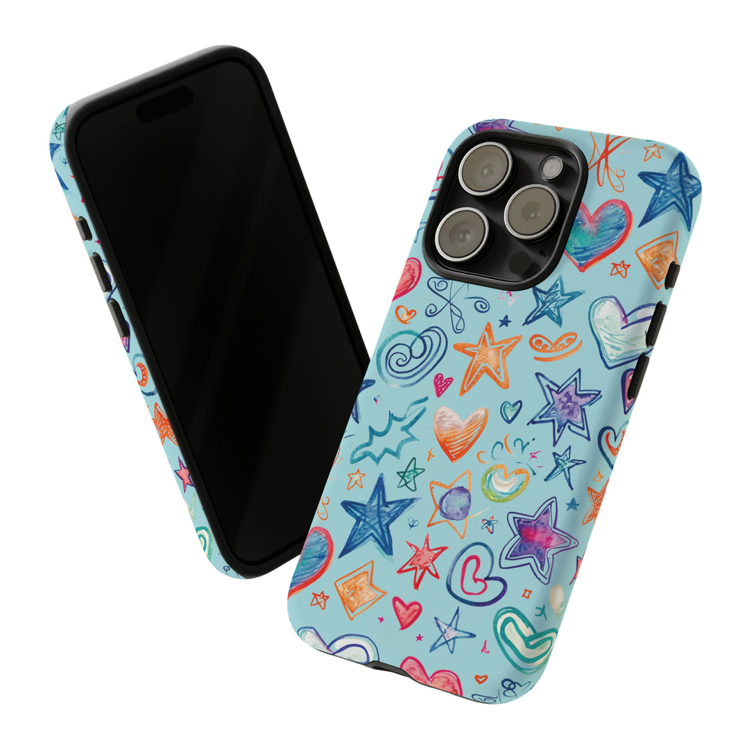 Hearts & Stars Love Doodle | Phone Case, iPhone/Galaxy/Pixel