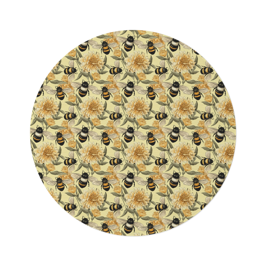 Vintage Bees Round Area Rug