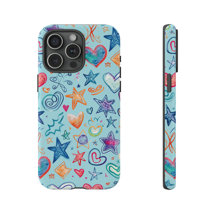 Hearts & Stars Love Doodle | Phone Case, iPhone/Galaxy/Pixel