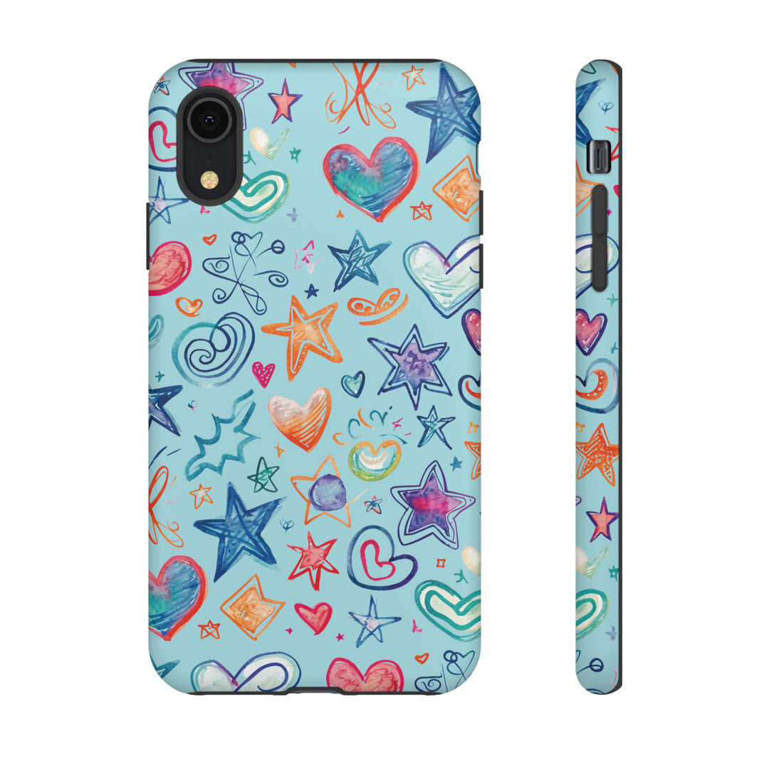 Hearts & Stars Love Doodle | Phone Case, iPhone/Galaxy/Pixel