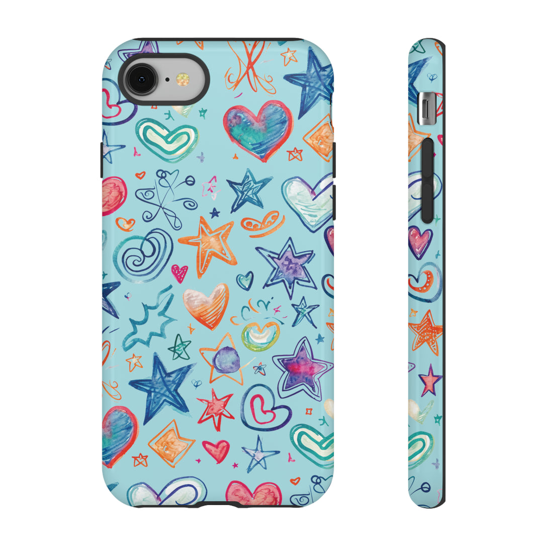 Hearts & Stars Love Doodle | Phone Case, iPhone/Galaxy/Pixel