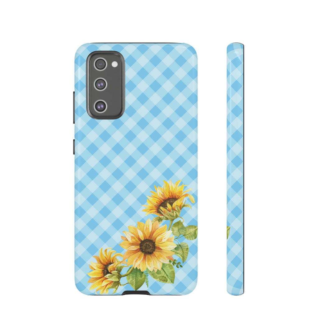 Blue Gingham Sunflower Phone Case