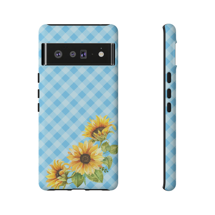 Blue Gingham Sunflower Phone Case