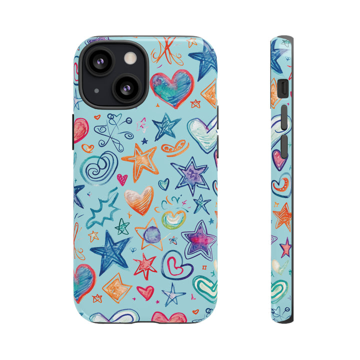 Hearts & Stars Love Doodle | Phone Case, iPhone/Galaxy/Pixel