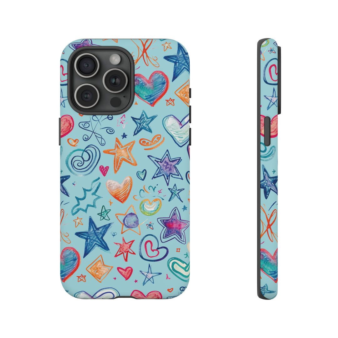 Hearts & Stars Love Doodle | Phone Case, iPhone/Galaxy/Pixel