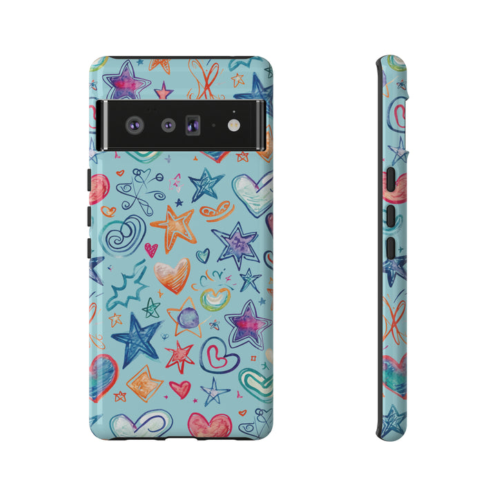 Hearts & Stars Love Doodle | Phone Case, iPhone/Galaxy/Pixel