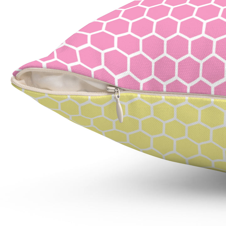 Honeycomb Reversible Coordinating Throw Pillow - Pink/Yellow