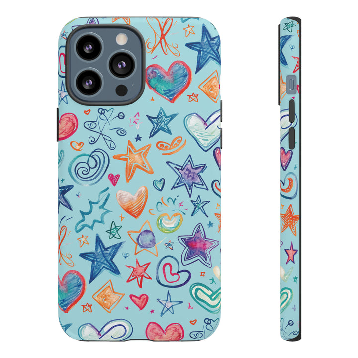 Hearts & Stars Love Doodle | Phone Case, iPhone/Galaxy/Pixel