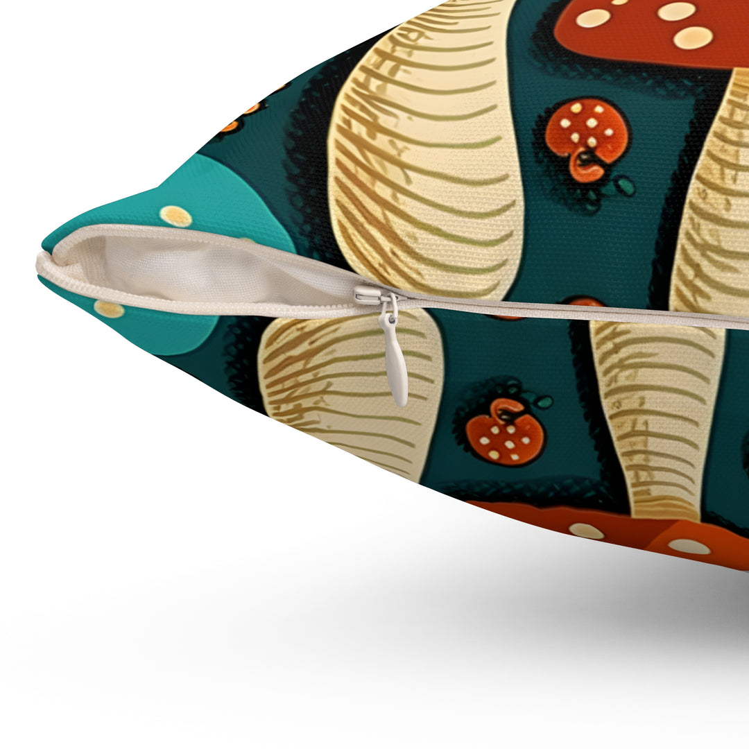 Tiptoeing Through The Mushrooms - Retro Fun Throw Pillow